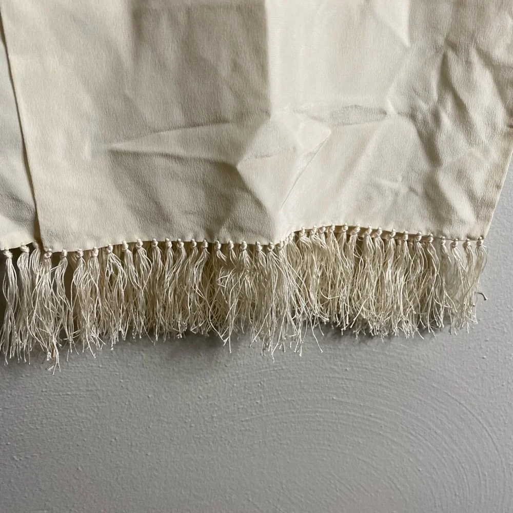Dior Vintage Cream Fringe 100% Silk Scarf